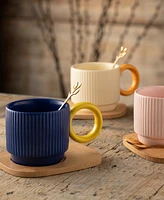 Belleek Pottery Hula Ceramic Mugs, Set of 4