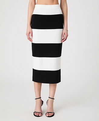 French Connection Women's Striped Bodycon Knit Maxi Skirt