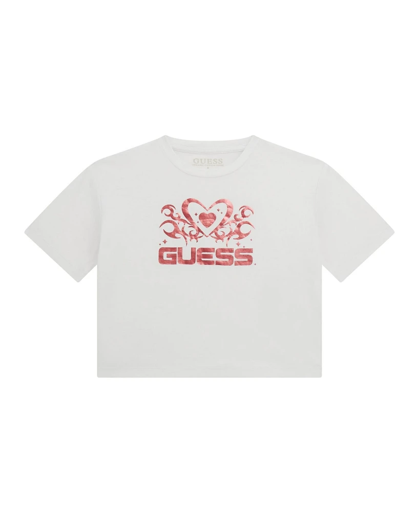 Guess Big Girl Short Sleeve with Shiny Foil Print Logo T-Shirt