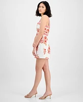 Avec Les Filles Women's Embroidered Belted Mini Dress