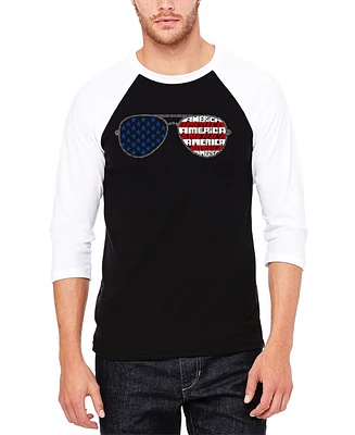 La Pop Art Men's American Sunglasses Raglan Baseball Word T-Shirt