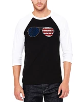 La Pop Art Men's American Sunglasses Raglan Baseball Word T-Shirt