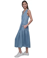 Dkny Jeans Women's Sleeveless Tiered Midi Dress