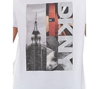 Dkny Jeans Women's Rhinestone 3 Image Photoreal Logo T-Shirt - WHB