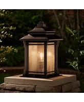 Hickory Point Rustic Farmhouse Outdoor Pier Mount Light Fixtures Set of 2 Walnut Bronze 16 1/2" Frosted Cream Glass for Exterior Barn Deck House