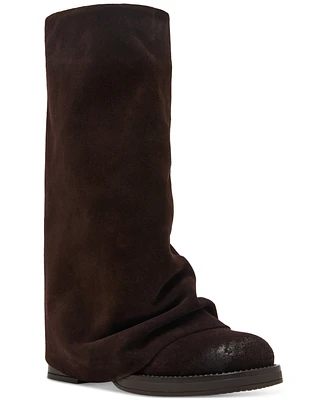 Steve Madden Women's Benton Mid-Shaft Foldover Cuff Moto Boots