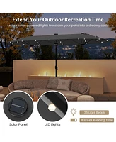 13FT Double-sided Patio Umbrella with Solar Lights for Garden Pool Backyard-Gray