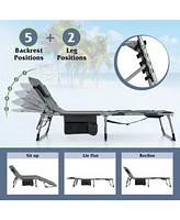 5-position Outdoor Folding Chaise Lounge Chair
