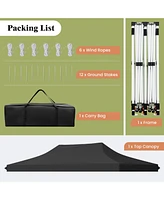 10 X 20 Ft Pop up Canopy Tent Foldable Portable Outdoor Gazebo with Carry Bag-Black