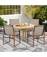 Outdoor Dining Chairs with Breathable Seat and Backrest Set of 2-Brown
