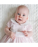 Hope & Henry Baby Short Sleeve Sateen Dress with Peter Pan Collar and Bonnet Boxed Gift Set, Infant
