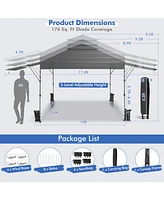 10 x 17.6 Feet Outdoor Instant Pop-up Canopy Tent with Dual Half Awnings