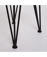 18 Inch Rustic Industrial Accent Table & Side Table for Patio, Acacia Wood Top, Iron Legs