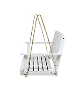 Patio Furniture Porch Swing with Slat Design, 2-Seater Hanging Bench with 8 Ft Chains