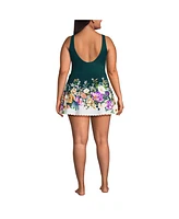 Lands' End Plus Tugless Scallop Swim Dress Swimsuit