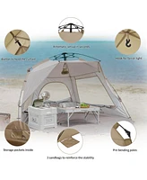 Naturehike Beach Tent Sun Shelter for 3-4 Person, Automatic Easy Set up Pop up Instant Tent, UPF50+ Uv Protection Portable Canopy Privacy Tent (Light