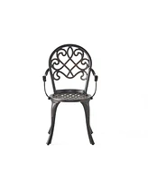 Antique Weather Resistant 3-Piece Patio Metal Bistro Set with Removable Ice Bucket Cast