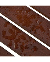 63 in. Brown Round Wood Picnic Table Seats 6 with Umbrella Hole