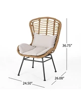 Set of 2 Wicker Chairs with Cushion Outdoor Dining Chairs
