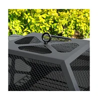 32 in. Outside Portable Metal Wood Burning Fire Pit Square Fire Pits and Outdoor Fireplaces for Patio, Camping