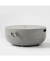 23.60 in. Concrete Round Outdoor Propane Fire Pit Table with Lid