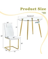 Glass Table & 6 Pu Leather Chairs - Modern & Luxurious