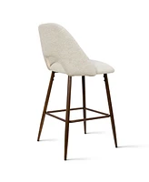 Set of 4 Counter Height Bar Stools, Mid-Century Modern Chairs with Walnut Wood Legs and Backrest-Maison Boucle