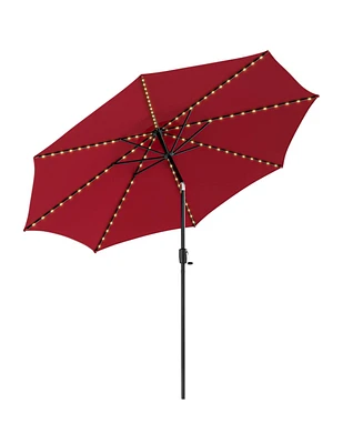 10 Feet Patio Umbrella with 112 Solar Lights and Crank Handle