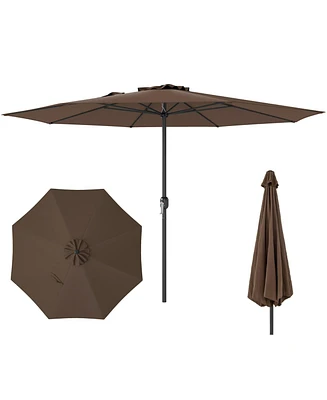 12 Feet Patio Umbrella with Crank Handle and 8 Sturdy Ribs