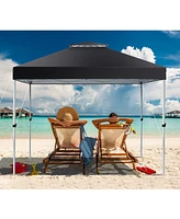 2-Tier 10 x 10 Feet Pop-up Canopy Tent with Wheeled Carry Bag