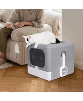 Bingopaw Cats Litter Box Detachable Top & Slide-Out Tray With Scoop