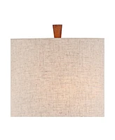 Omar Mid Century Modern Chic Style Table Lamps 28.75" Tall Set of 2 Warm Brown Wood Oatmeal Tapered Drum Shade Decor for Living Room Bedroom Hous