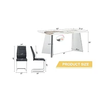 Pandora Stone Table & 6 Pu Chairs - Butterfly Legs