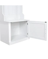 Slim Hall Tree with Cabinet & Hooks