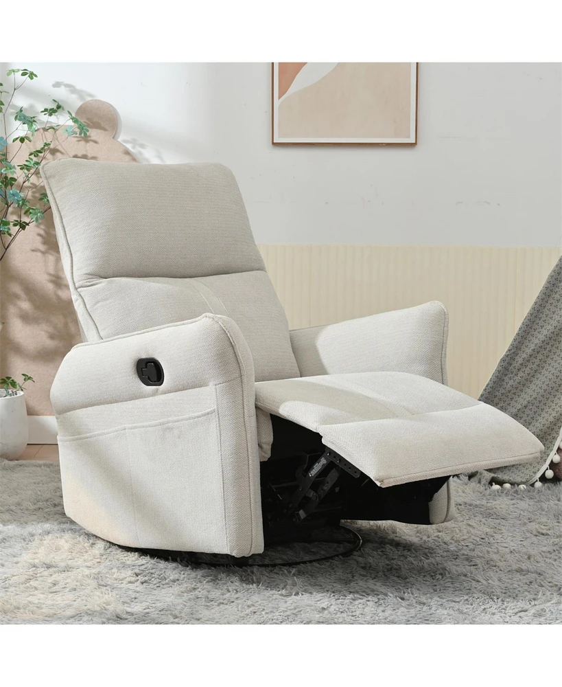 360 Swivel Rocker Recliner Chair - Gray Fabric