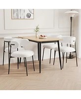 Wood Grain Dining Set, Black Metal Legs, Seats 4-6