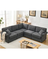 Dark Gray Modular Sectional Sofa Set - Convertible L-Shape Couch