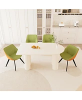 63" Cream Table & Green Chair Set (4)