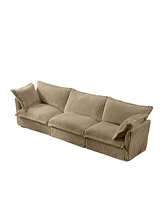 Camel Corduroy 3-Seater Slipcovered Sofa