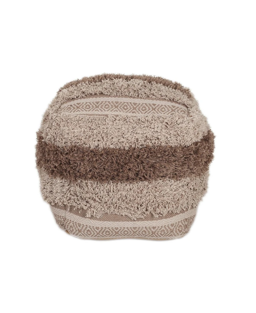 Soft Striped Pouf Ottoman for Home Accent Footrest and Extra Seating