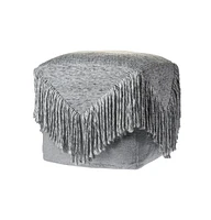 18" Grey Wool Ottoman