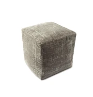 18" Grey Polyester Blend Ottoman