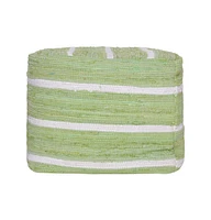 Cotton Cube Striped Pouf Ottoman for Living Room Seating and Decor