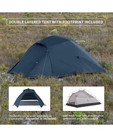 Naturehike Cloud-Up 3 Person Lightweight Backpacking Tent with Footprint - 3 Season Free Standing Dome Camping Hiking Waterproof Backpack Tents,blue