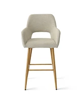 Set of 4 Upholstered Counter Height Bar Stools with Armrests, Modern Chairs for Kitchen Island-Maison Boucle