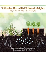 Raised Garden Bed with Trellis 87 Inch Wooden Elevated Planter with 2 Planter Boxes