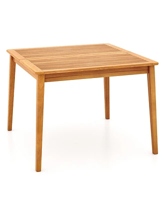39 Inch Acacia Wood Dining Square Bistro Table with 1.96 Inch Umbrella Hole