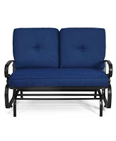2 Seats Outdoor Swing Glider Chair with Comfortable Cushions