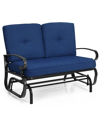 2 Seats Outdoor Swing Glider Chair with Comfortable Cushions