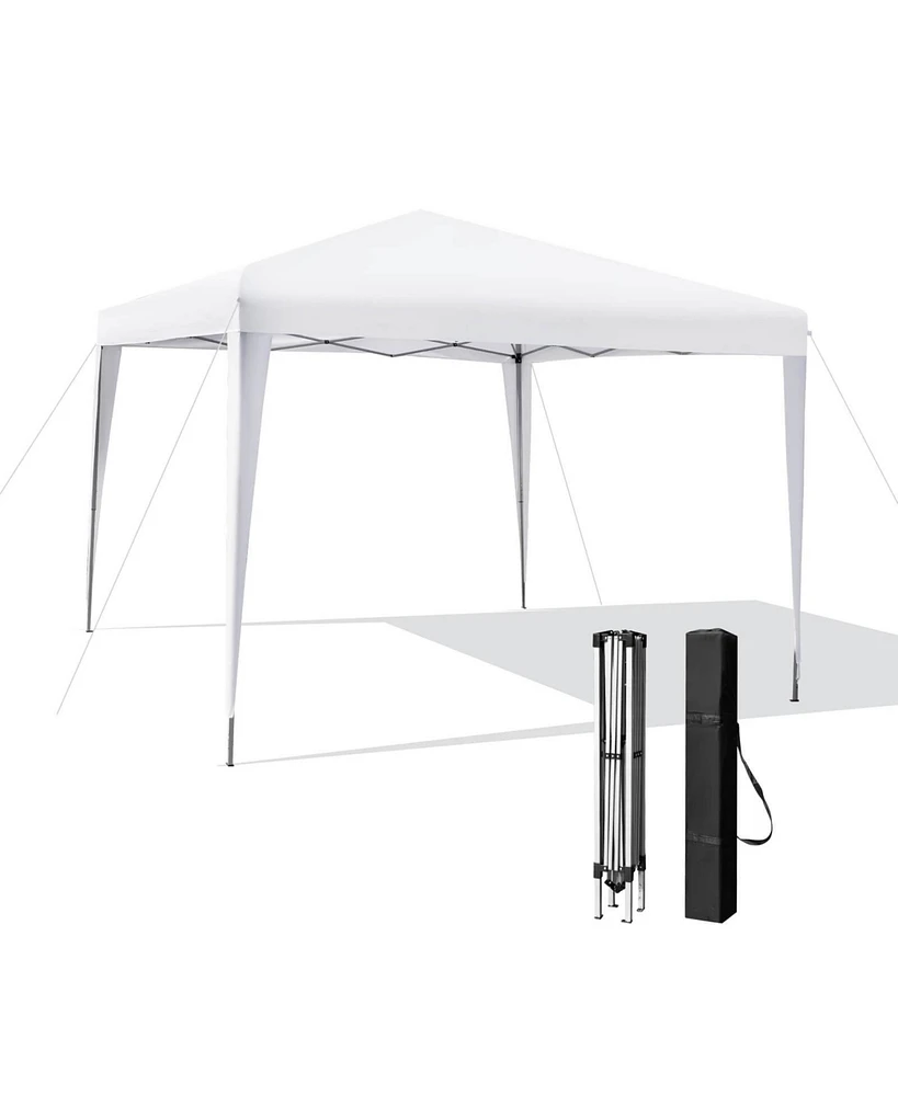 10 x 10 Feet Outdoor Pop-up Patio Canopy for Beach and Camp-White